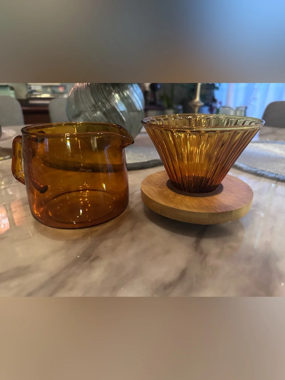 Fluted Glass Pour-Over— Amber Color